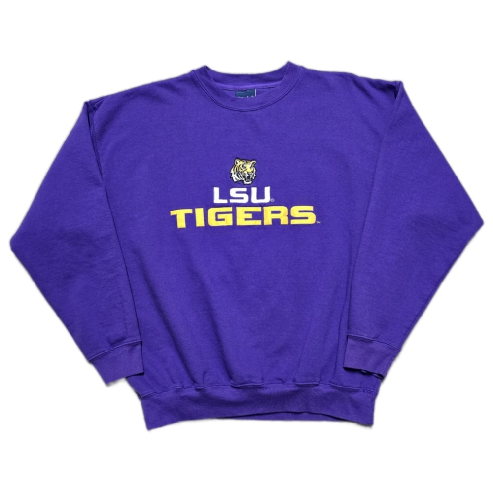VTG 00s LSU Tigers Purple Sweatshirt‎ OVB Mens Size XL Embroidered